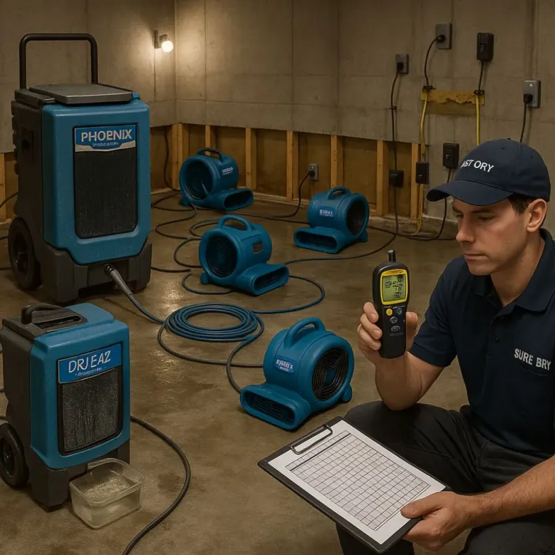 Structural Drying and Dehumidification process in Souderton, PA